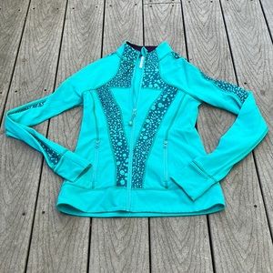 Ivivva Lululemon perfect your practice teal zip up jacket size 14